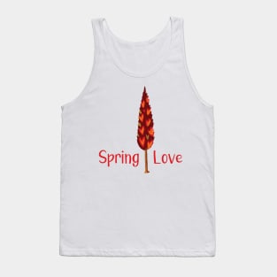 Spring Love - Bright Red Color Tree Illustration GC-106-04 Tank Top